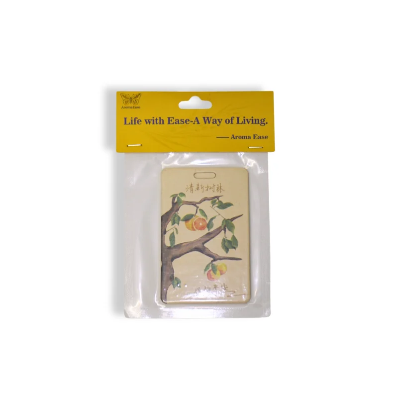 Artistic abstract car air freshener in sealed retail package